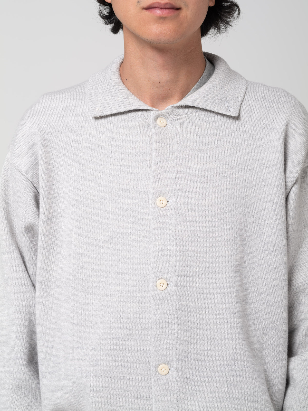 Cardigan Col Polo, Gris Clair