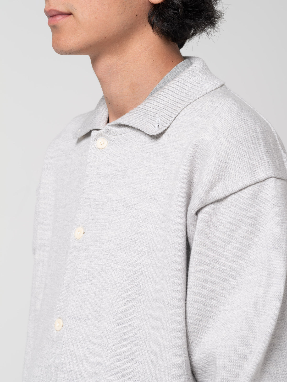 Cardigan Col Polo, Gris Clair