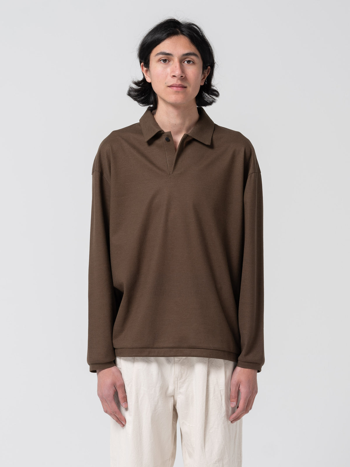 Polo Manches Longues, Marron