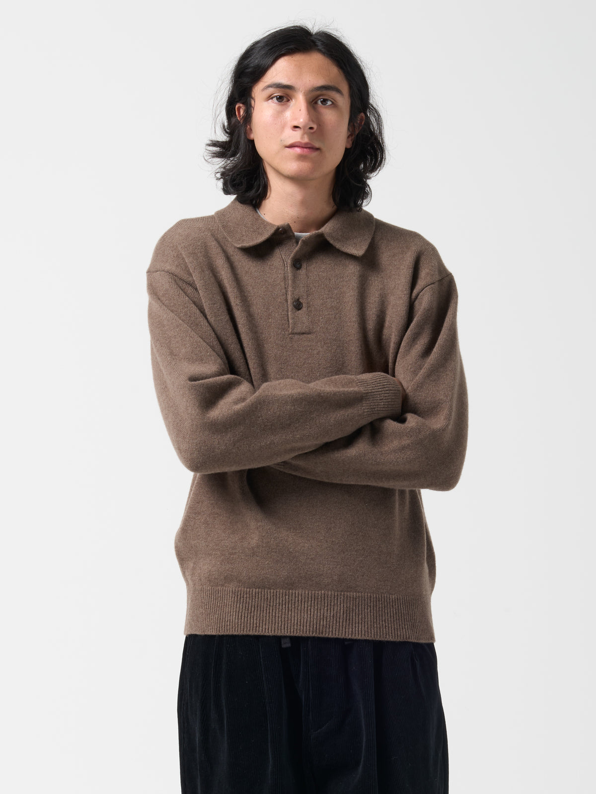 Pull Col Polo, Marron
