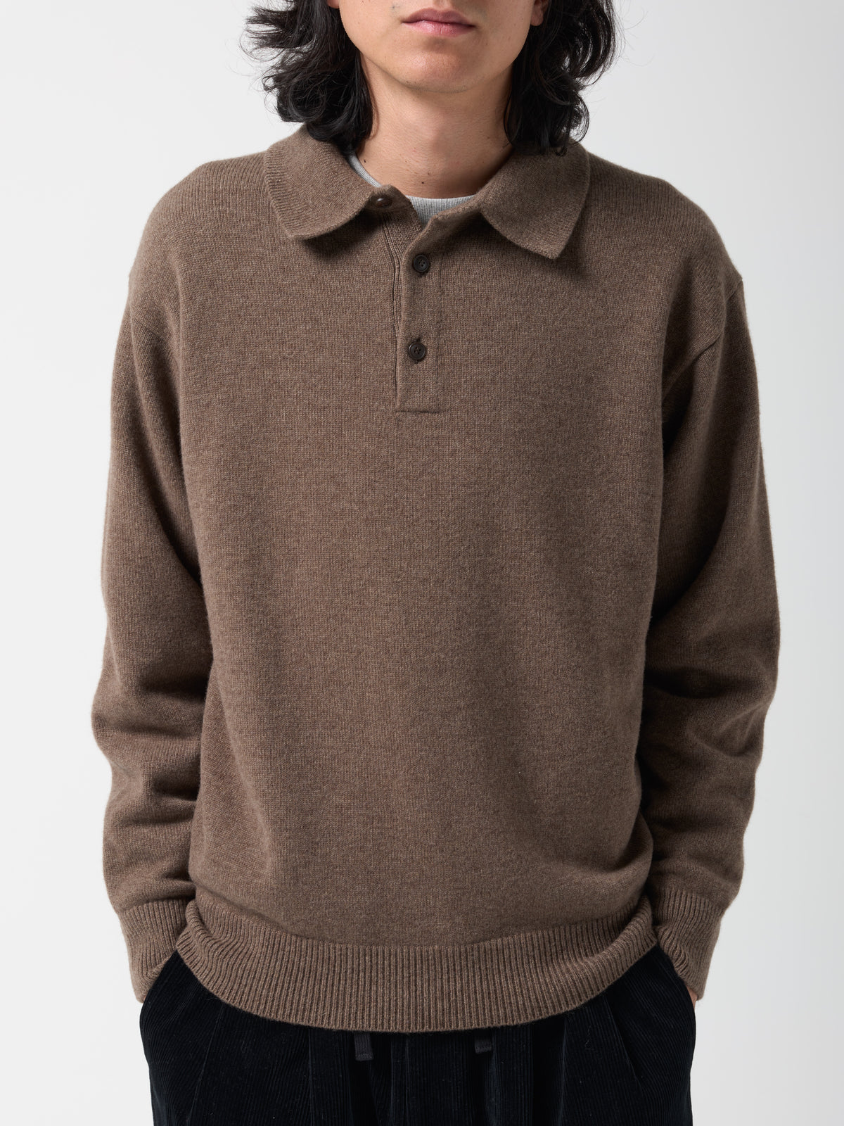 Pull Col Polo, Marron