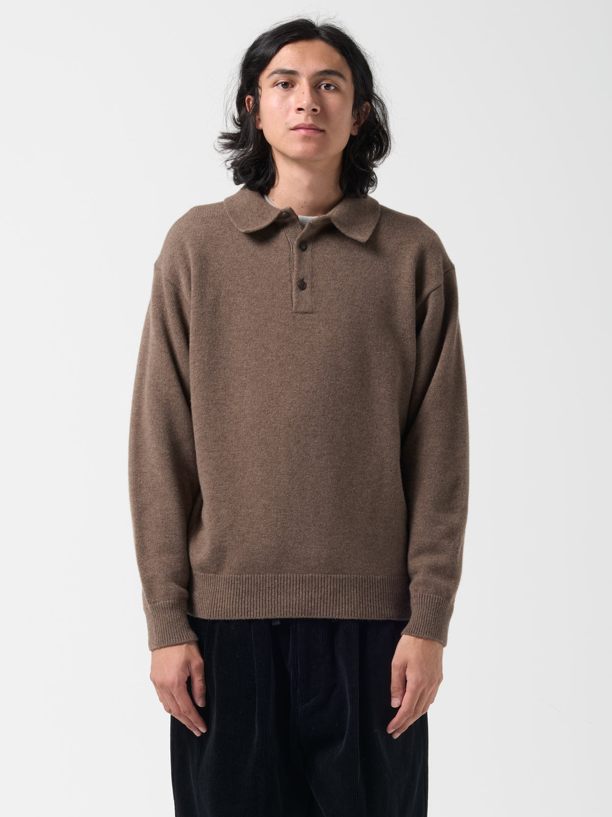 Pull Col Polo, Marron