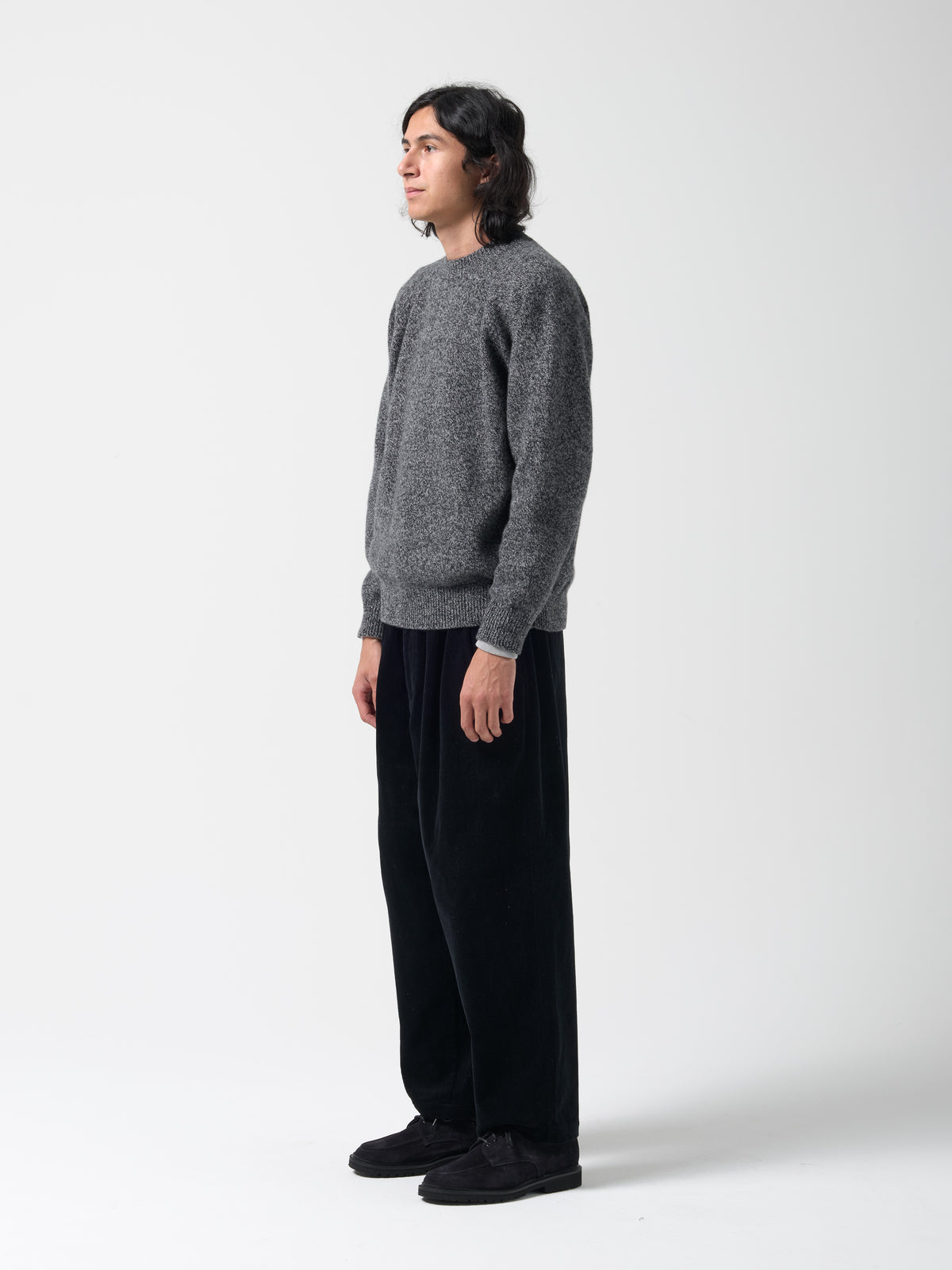 Pull Col Rond Raglan, Noir & Gris