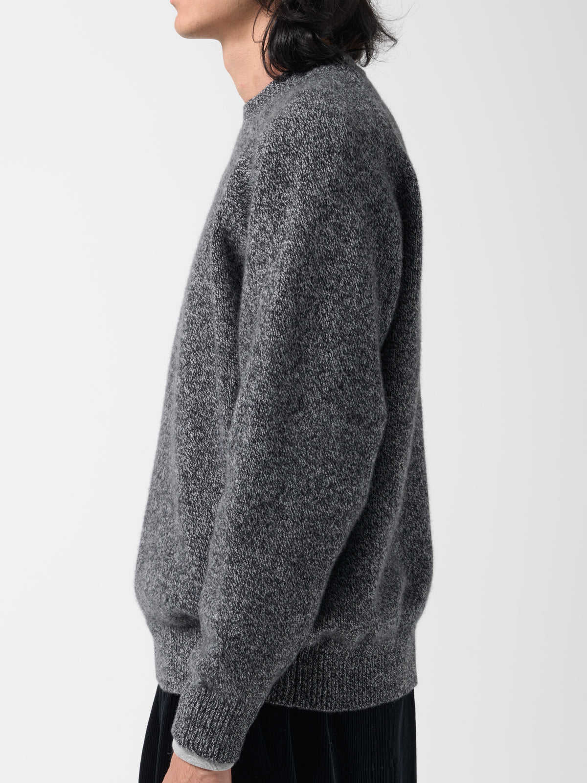Pull Col Rond Raglan, Noir & Gris