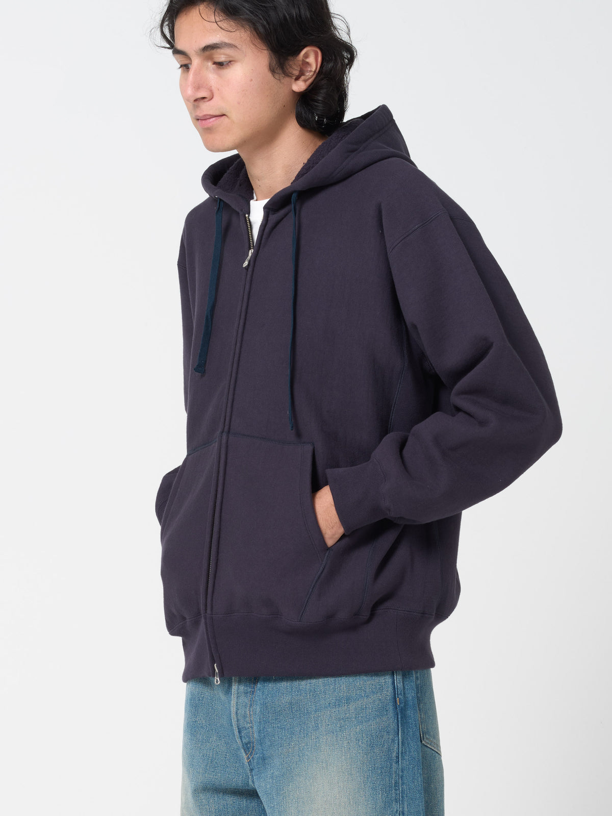 Sweatshirt Athlétique Zippé, Bleu Marine
