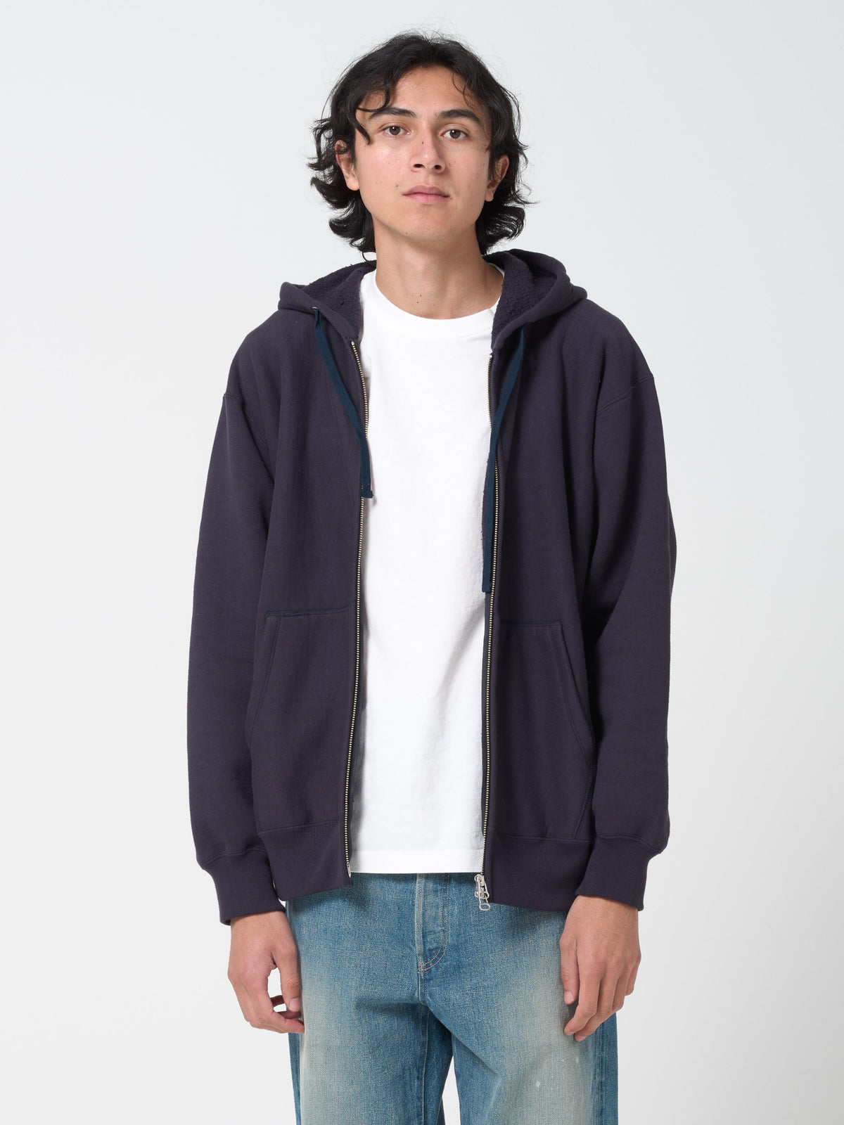 Sweatshirt Athlétique Zippé, Bleu Marine