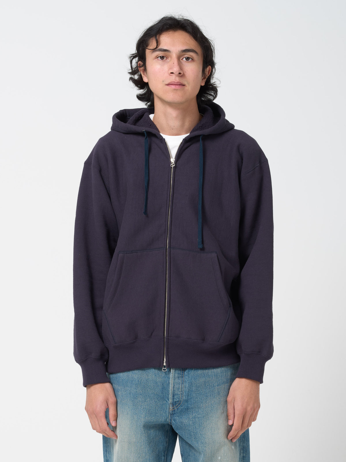 Sweatshirt Athlétique Zippé, Bleu Marine