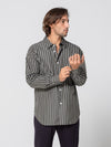 Chemise Basique à Rayures Graphiques, Vert/Blanc