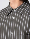 Chemise Basique à Rayures Graphiques, Vert/Blanc