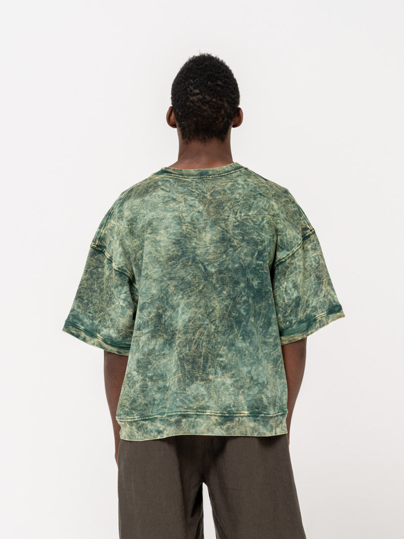 Sweatshirt Manches Courtes Tie Dye, Vert